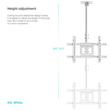 Ceiling TV Mount Tilt Swivel for 32" to 80-inch Screens up to 150 lb ONKRON N1L, White