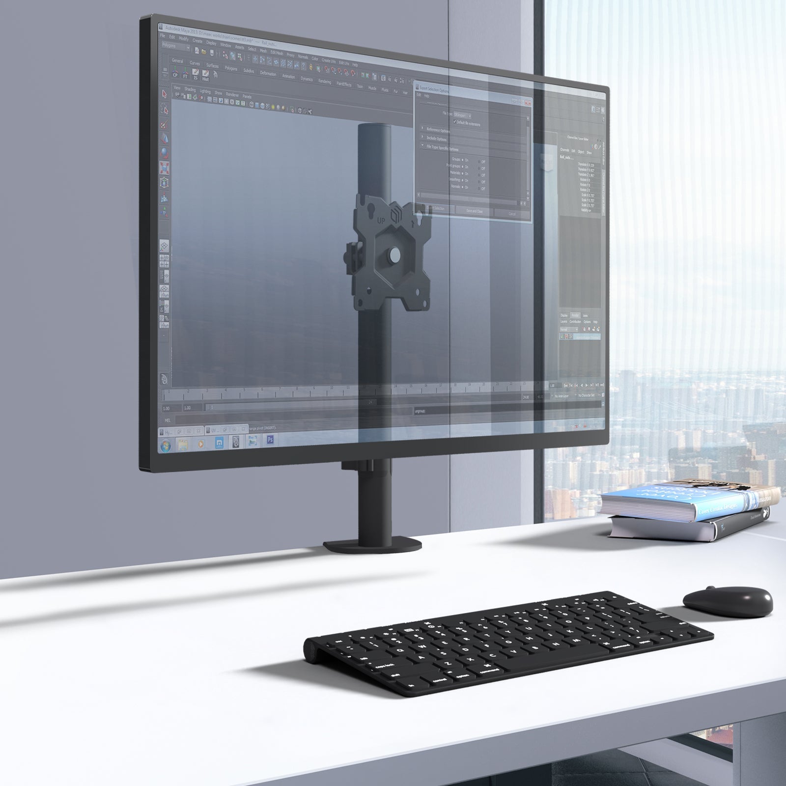 Monitor Desk Mount for 13"-34" Screens up to 17.6 lb. ONKRON D101E, Black