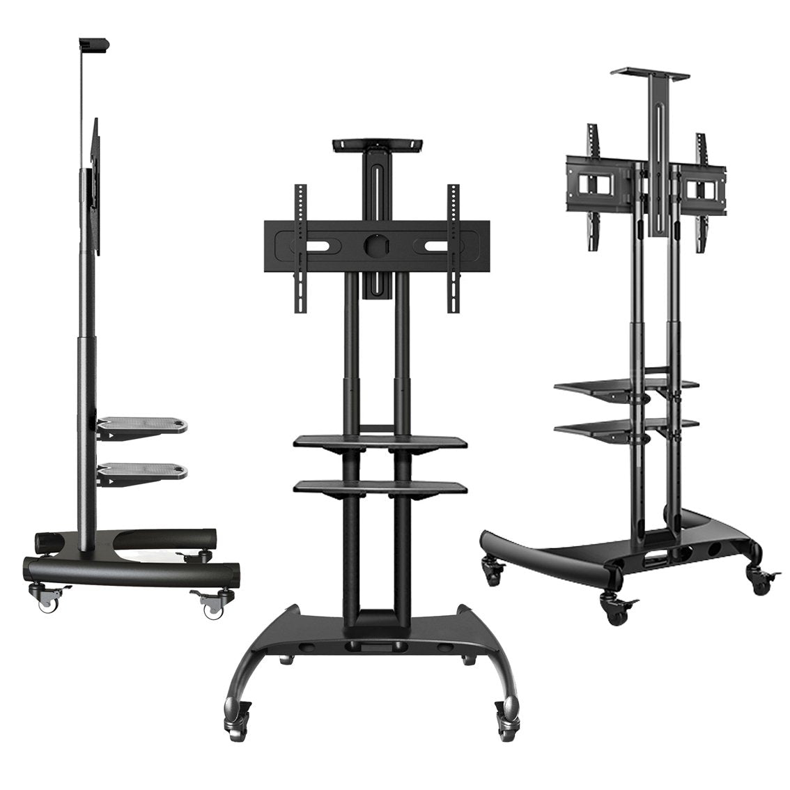 ONKRON Mobile Universal TV Cart TV Stand  for  32”-65” Screens up to 100 lbs, TS1562 Black