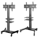 Mobile TV Stand Rolling TV Cart for 32”–65” up to 72 lbs TVs w/ Shelves Wheels ONKRON TS1661, Black