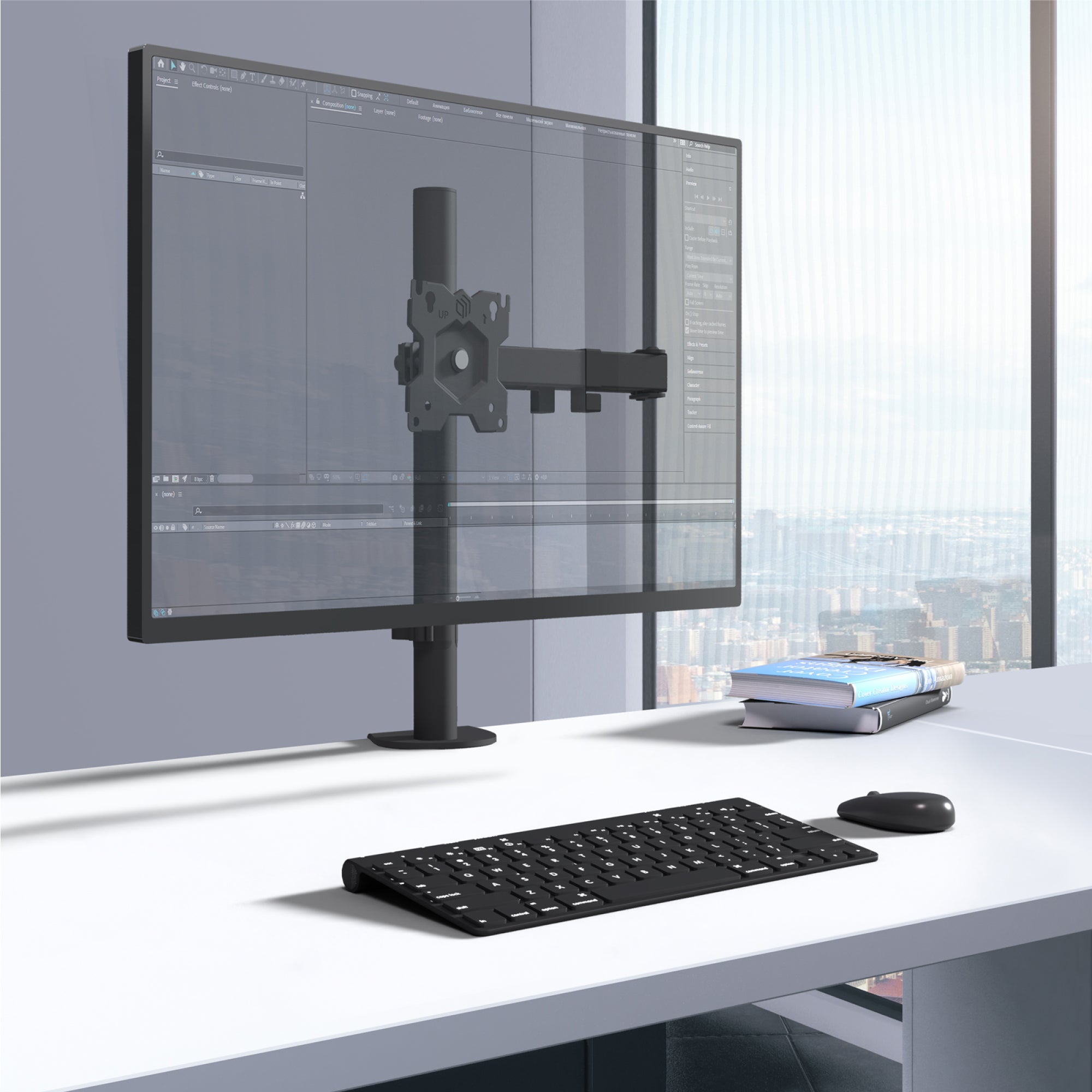 Monitor Arm Mount for 13 to 34-Inch Computer Screens up to 17.6 lb. ONKRON D121E, Black