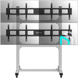 Freestanding Mobile Video Wall Stand for 4 Screens 40"-50" up to 110 lbs ONKRON FSPRO2L-22, Silver
