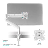 Monitor Desk Mount for 13"-32" LED LCD Monitors up to 19.8 lb. ONKRON G100, White