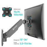 Full Motion Gas Spring TV Wall Mount for 13" to 32-inch Screens up to 17.6 lbs ONKRON G120, Black