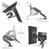 Dual Monitor Desk Mount for 13"-32" Screens up to 17.6 lb. Each ONKRON G160, Black