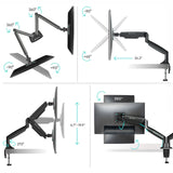 Dual Monitor Desk Mount Stand for 13"-32" Monitors up to 19.8 lb. ONKRON G200, Black