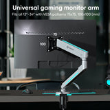 Gaming Monitor Desk Mount 13-34 Inch up to 19.8 LBS with RGB Smart Lighting ONKRON GM25, White