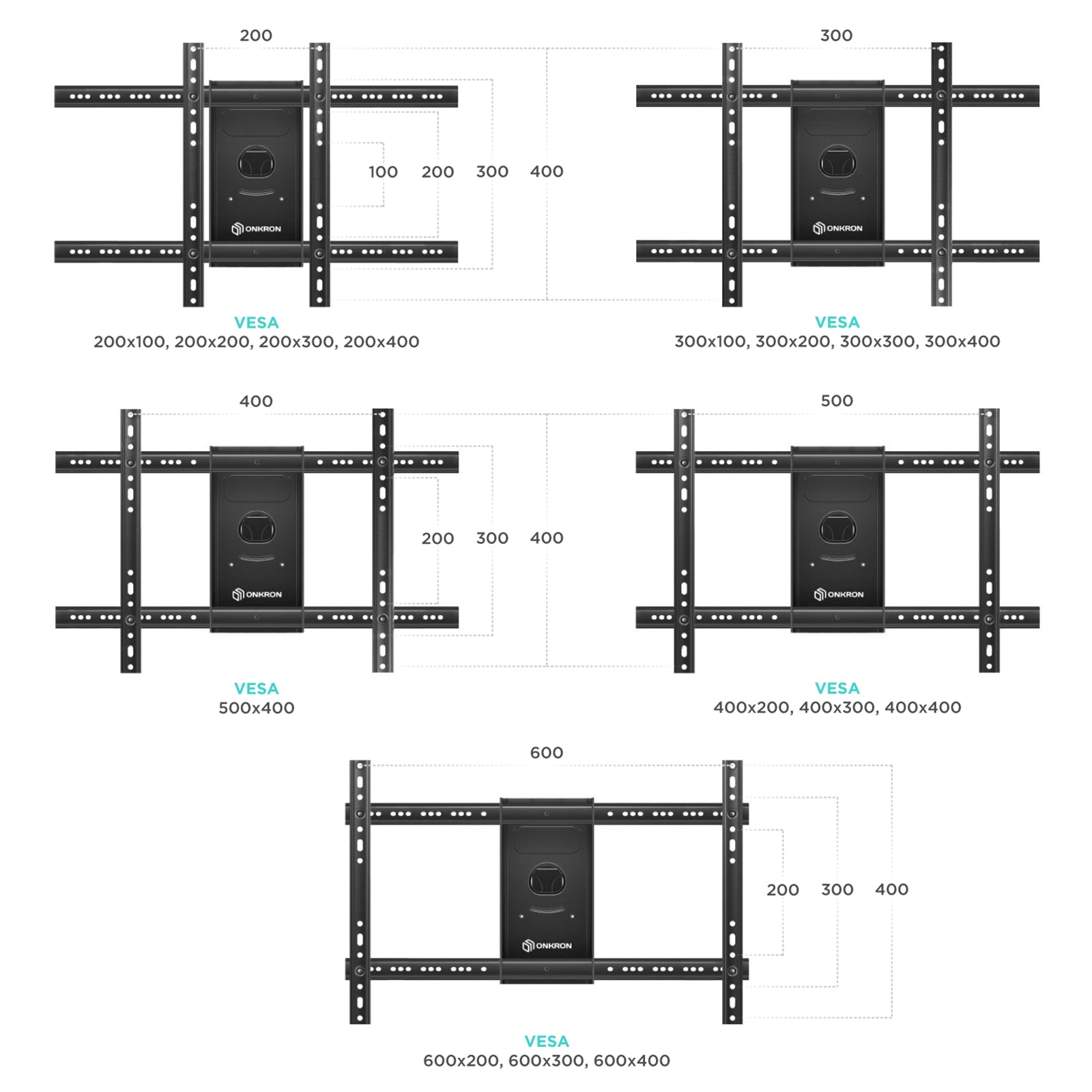 Full Motion TV Wall Mount for 42" to 70-inch Screens up to 100 lbs ONKRON M6L, Black