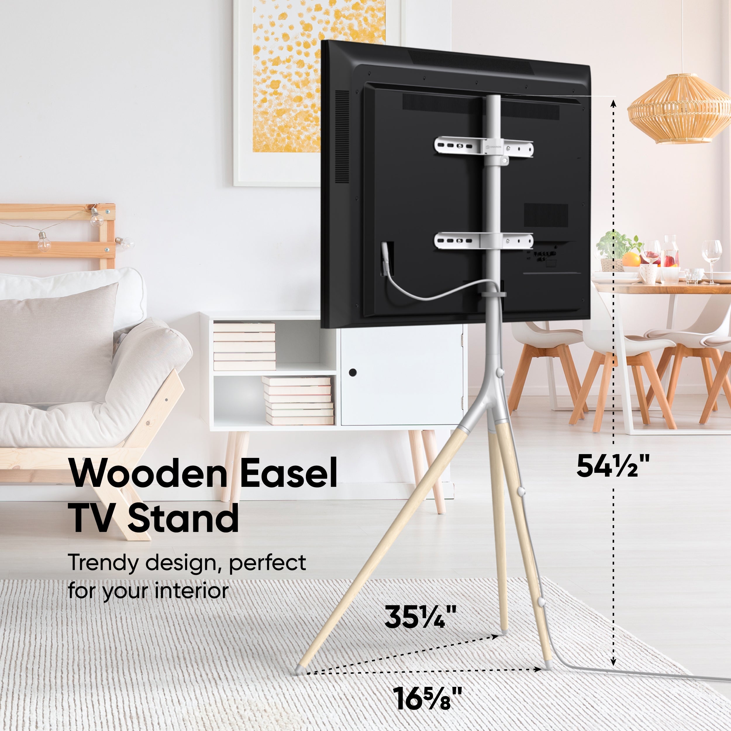 Artistic Easel Tripod TV Stand for 32” – 65 Inch  up to 77 lbs ONKRON TS1220, White
