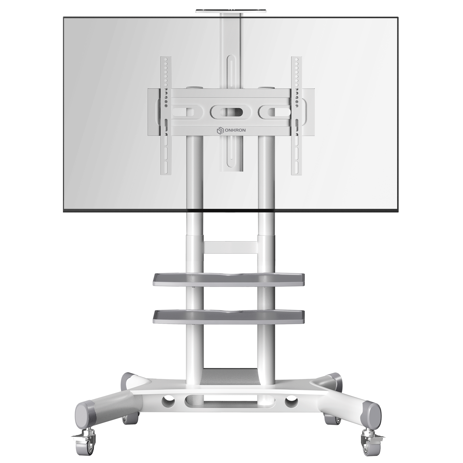 Mobile TV Stand Rolling TV Cart for 40” – 70 inch Screens up to 100 lbs ONKRON TS1552, White
