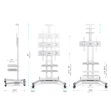 Mobile TV Stand Rolling TV Cart for 40” – 70 inch Screens up to 100 lbs ONKRON TS1552, White