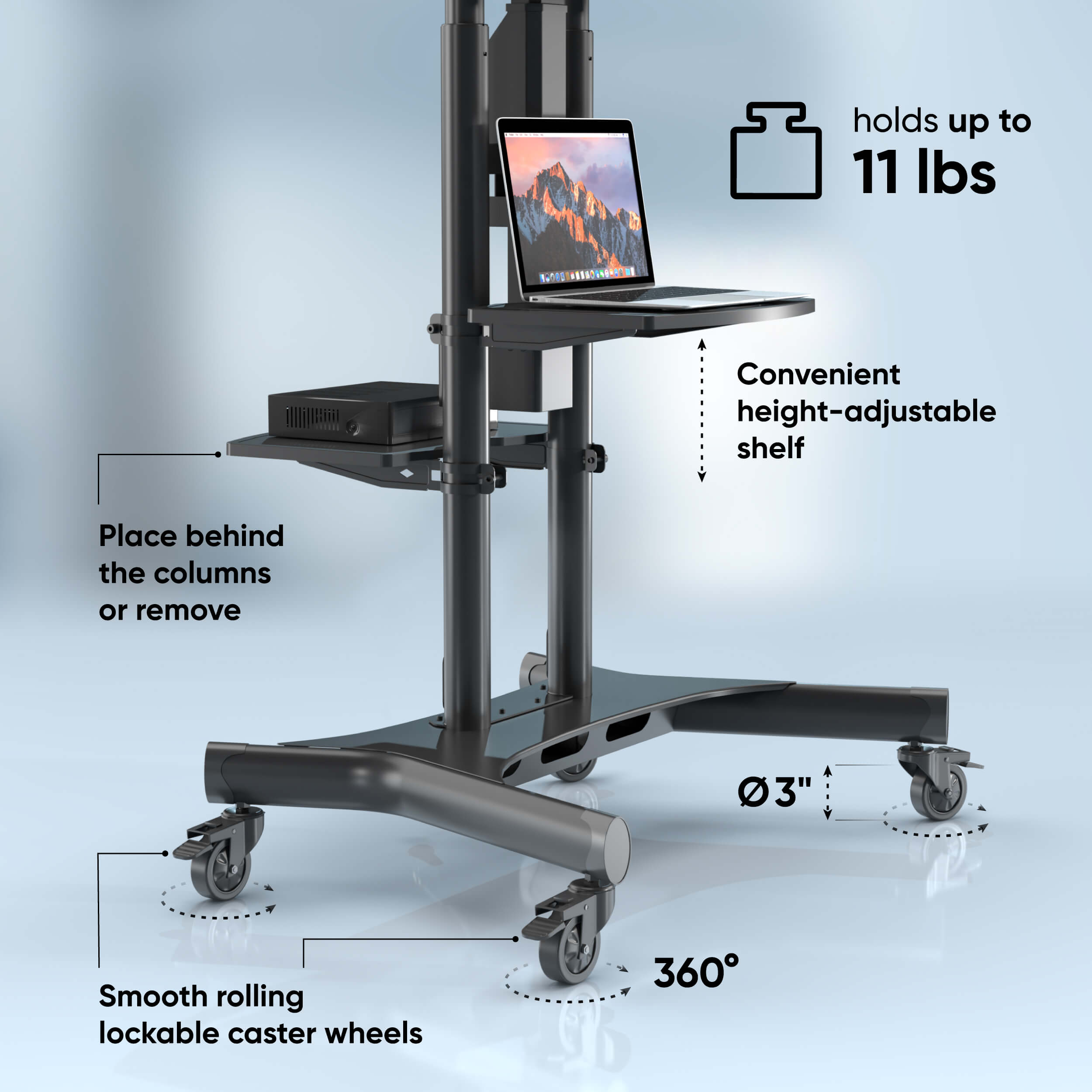 Motorized TV Lift w/ Remote Control Mobile TV Stand for 50-86" TVs up to 233 lbs ONKRON TS1881 eLift