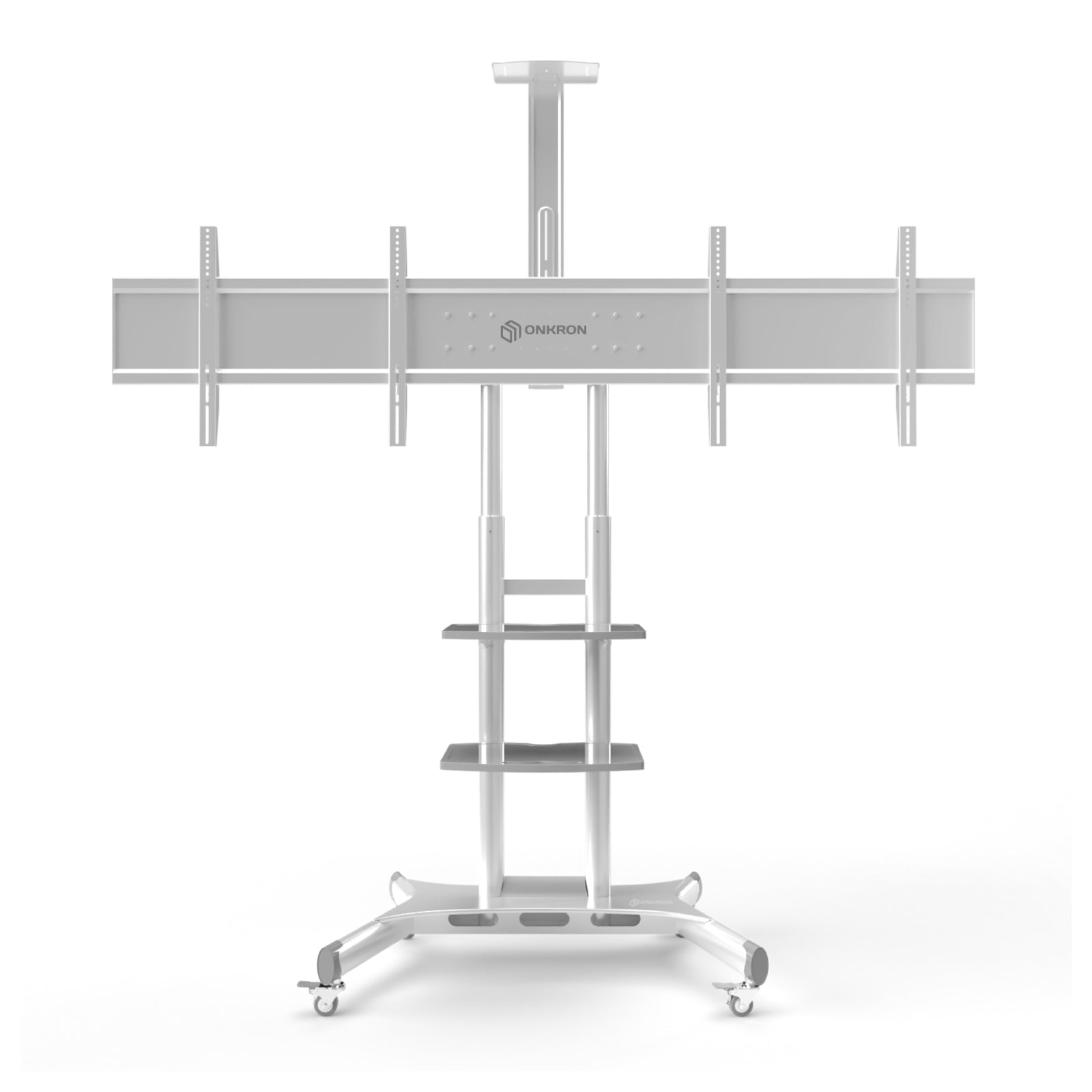 Dual Mobile TV Stand for Two 40''– 65'' Screens up to 100 lb. each ONKRON TS1881DV, White