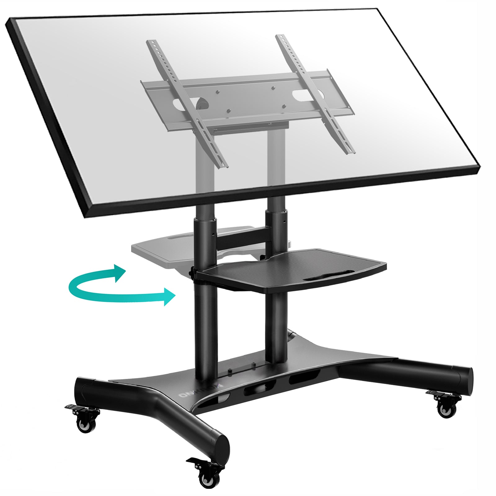 Tilting Mobile TV Stand TV Cart for 50"-83" up to 154 lbs Interactive Screens ONKRON TS1380, Black