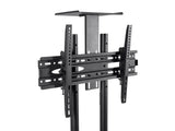 Commercial Series Rolling Tilt TV Wall Mount Bracket Stand Cart with Media Shelf For LED TVs 37in to 70in, Max Weight 110 lbs, VESA Patterns Up to 600x400, Height Adjustable, UL Certified